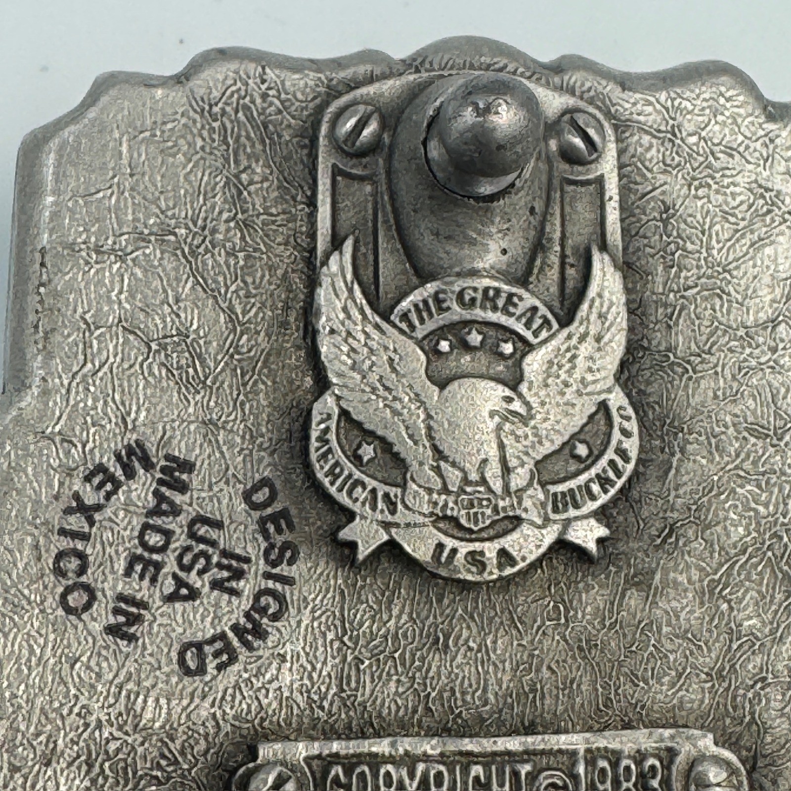Bald Eagle Belt Buckle Western Americana Black Enamel Silver Tone