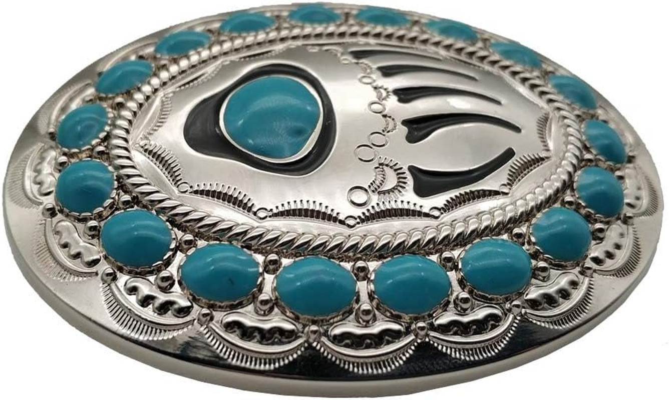 Native American Turquoise Bear Claw Belt Buckle