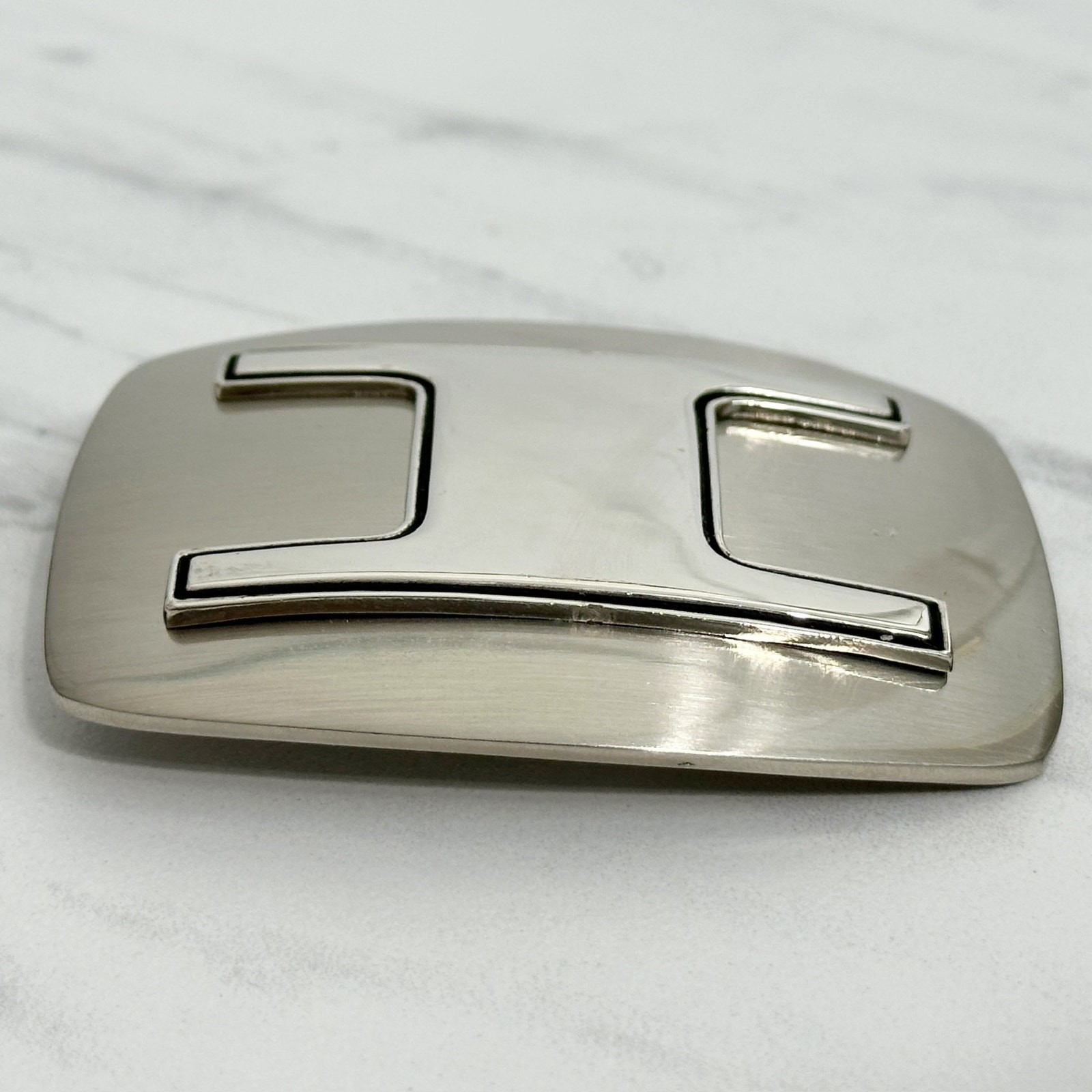 I Letter Initial Monogram Silver Tone Belt Buckle 3.16&Prime; x 2.78&Prime;