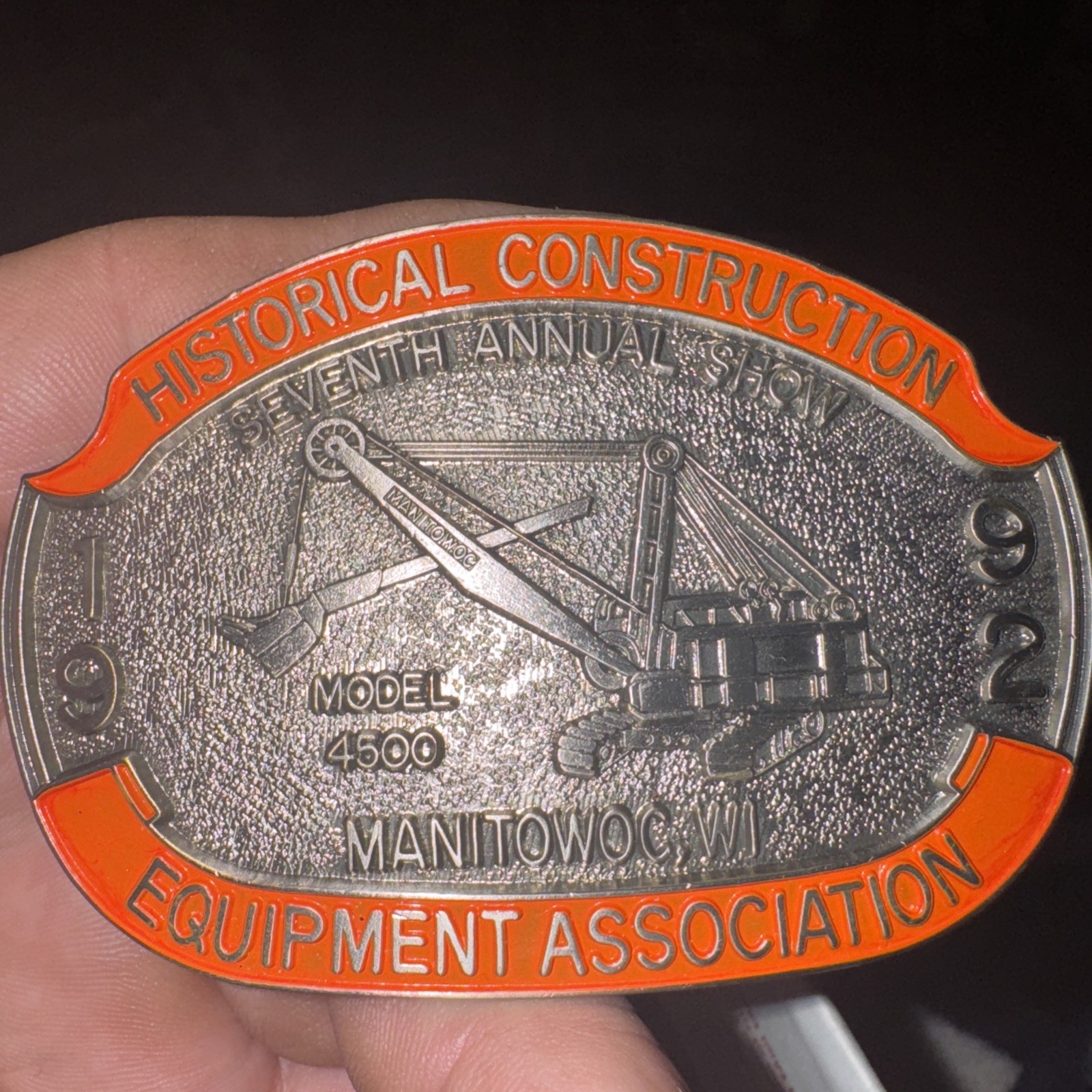 Historical Construction Equipment Show Belt Buckle Limited Edition Embossed 1992