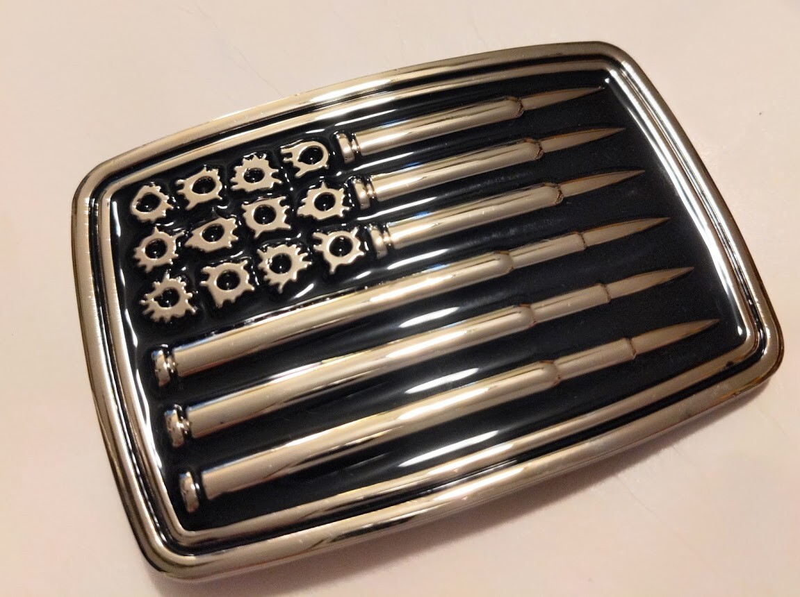 Flag bullets belt buckle military army navy marines AF US Seller patriot police