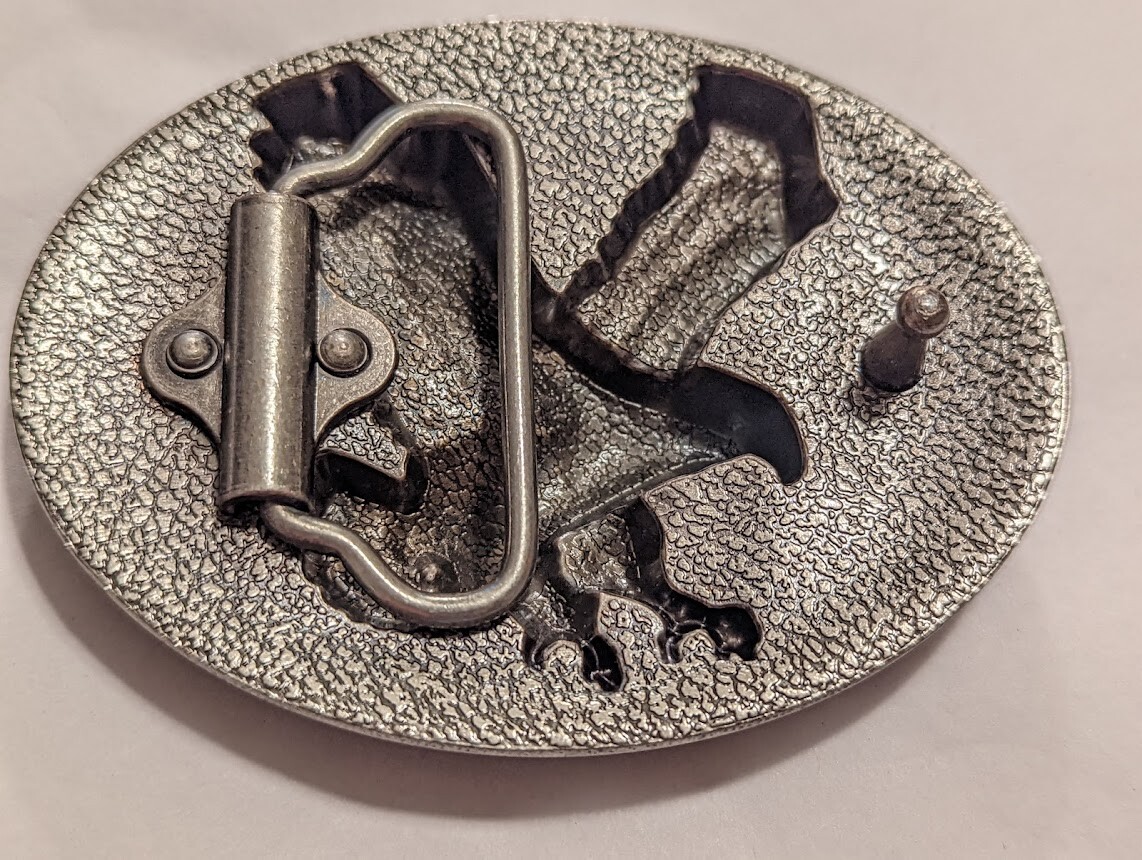 ♈ Eagle Belt Buckle Antique Silver red blue flags color Hunting Fishing 3.5×2.6