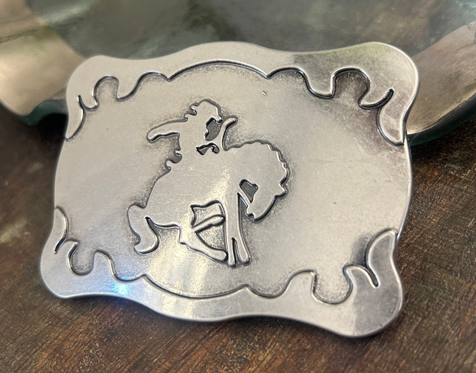 Vintage Bucking Bronco Belt Buckle Western Rodeo Cowboy Horse Rider Snap On Belt