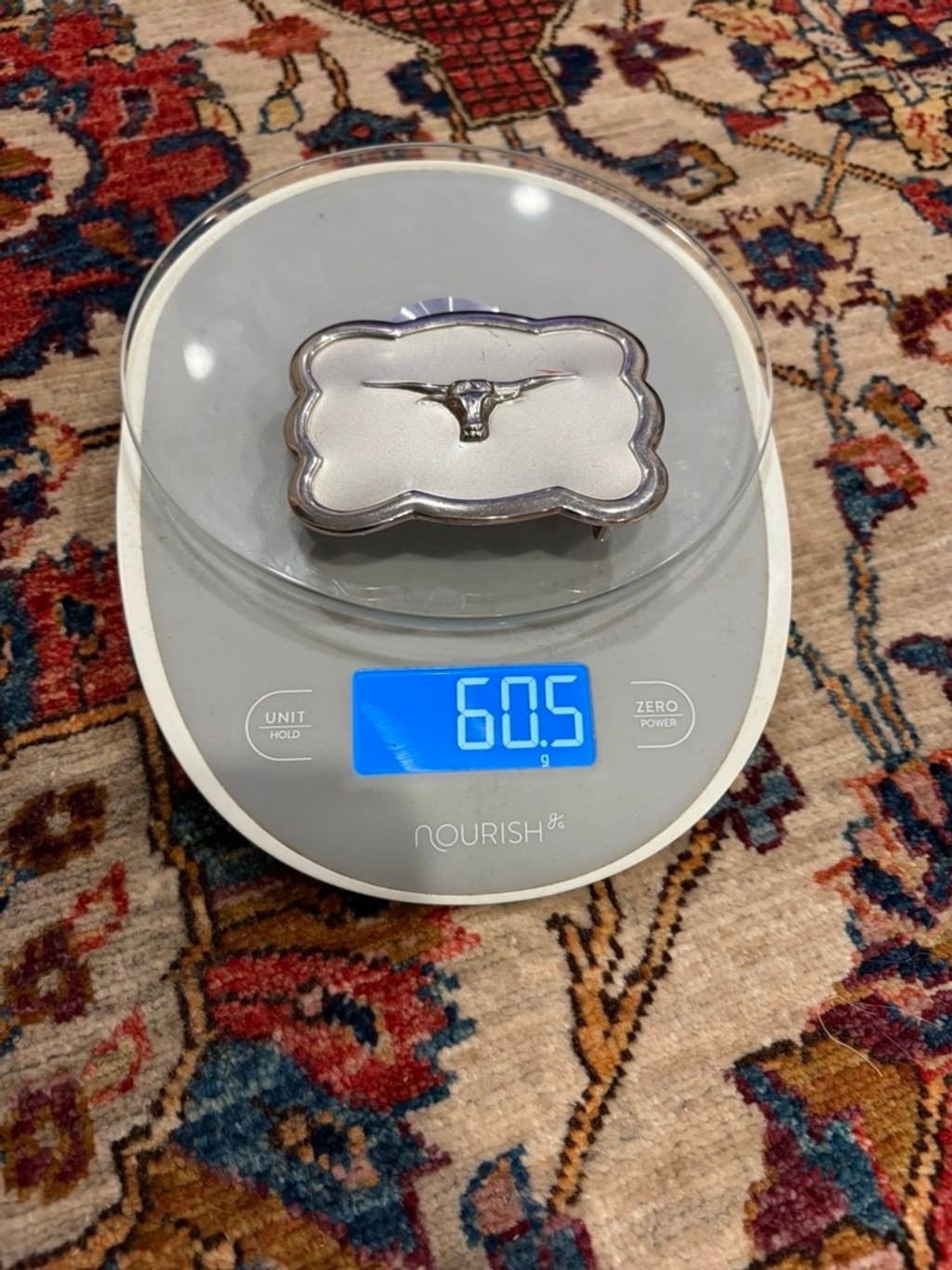 Vintage Rockmount Denver Longhorn Belt Buckle Silver Tone Made USA