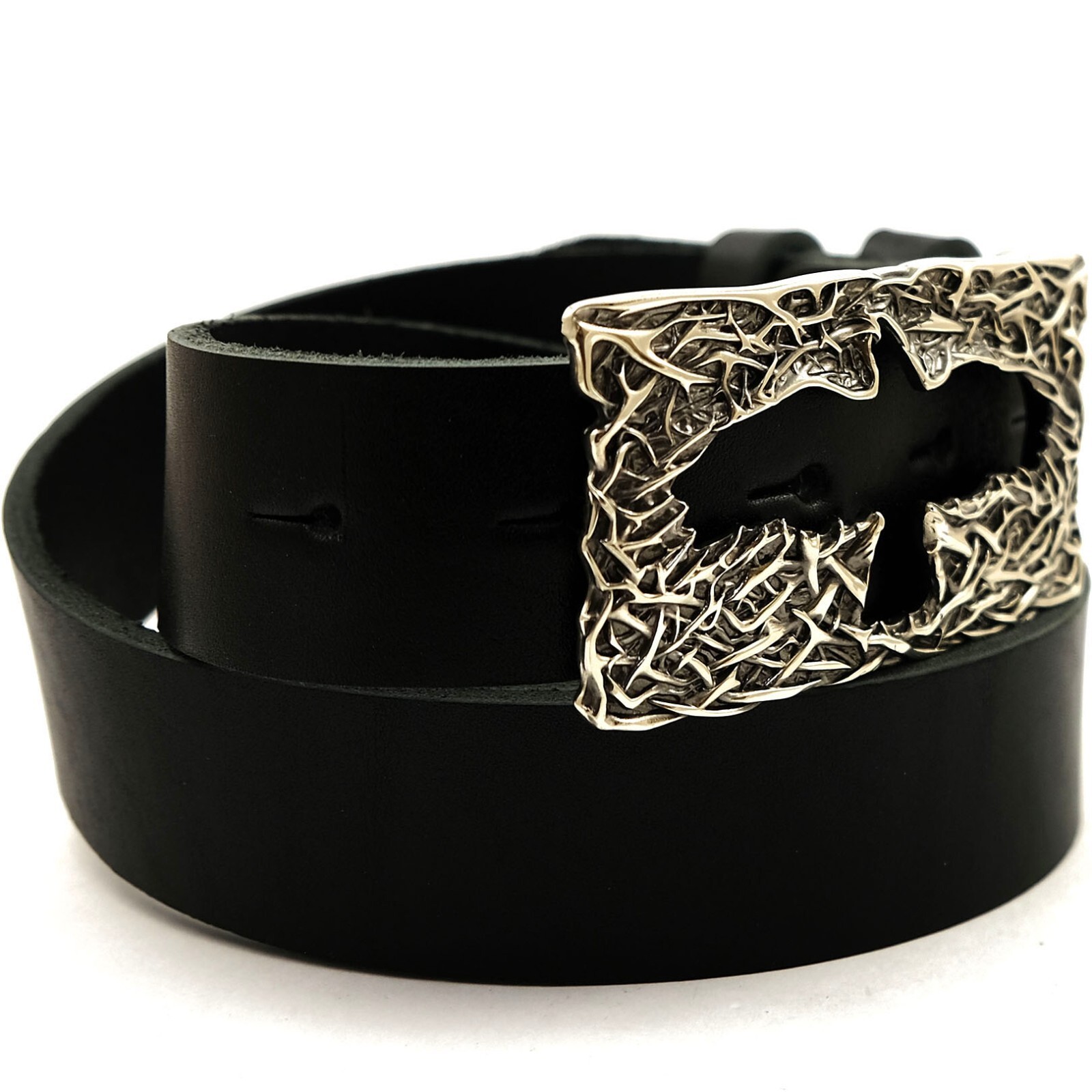 German silver belt buckle Crow, Handmade belt buckle, Mythical black bird buckle