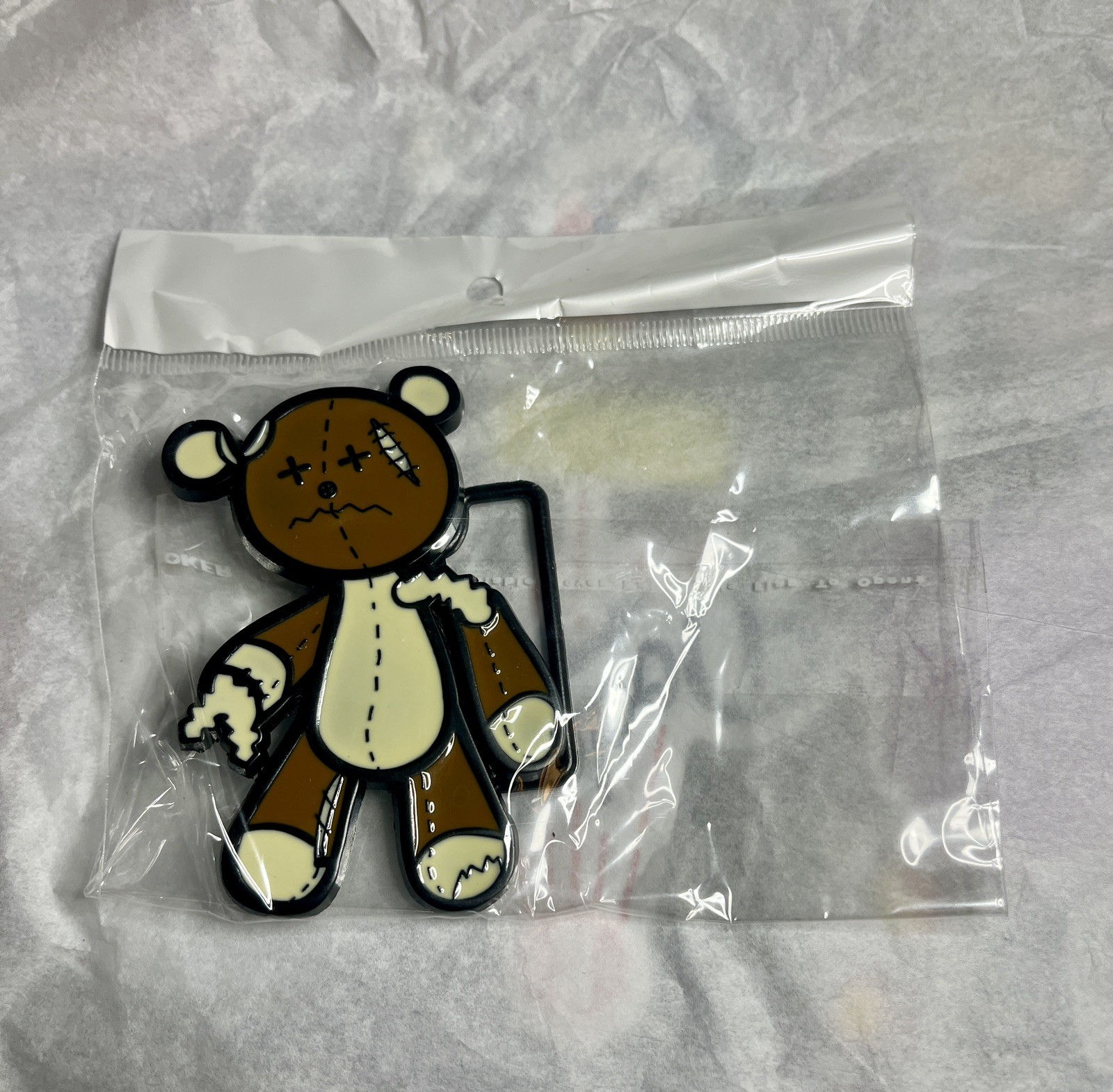 Ripped Zombie Bear Cartoon Belt Buckle Enamel Metal Men Woman Unisex Cartoon