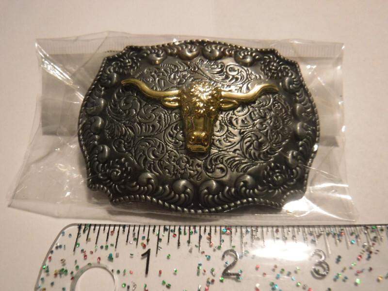 New Long Horn Cow Bull Steer 3 Inch Metal Belt Buckle