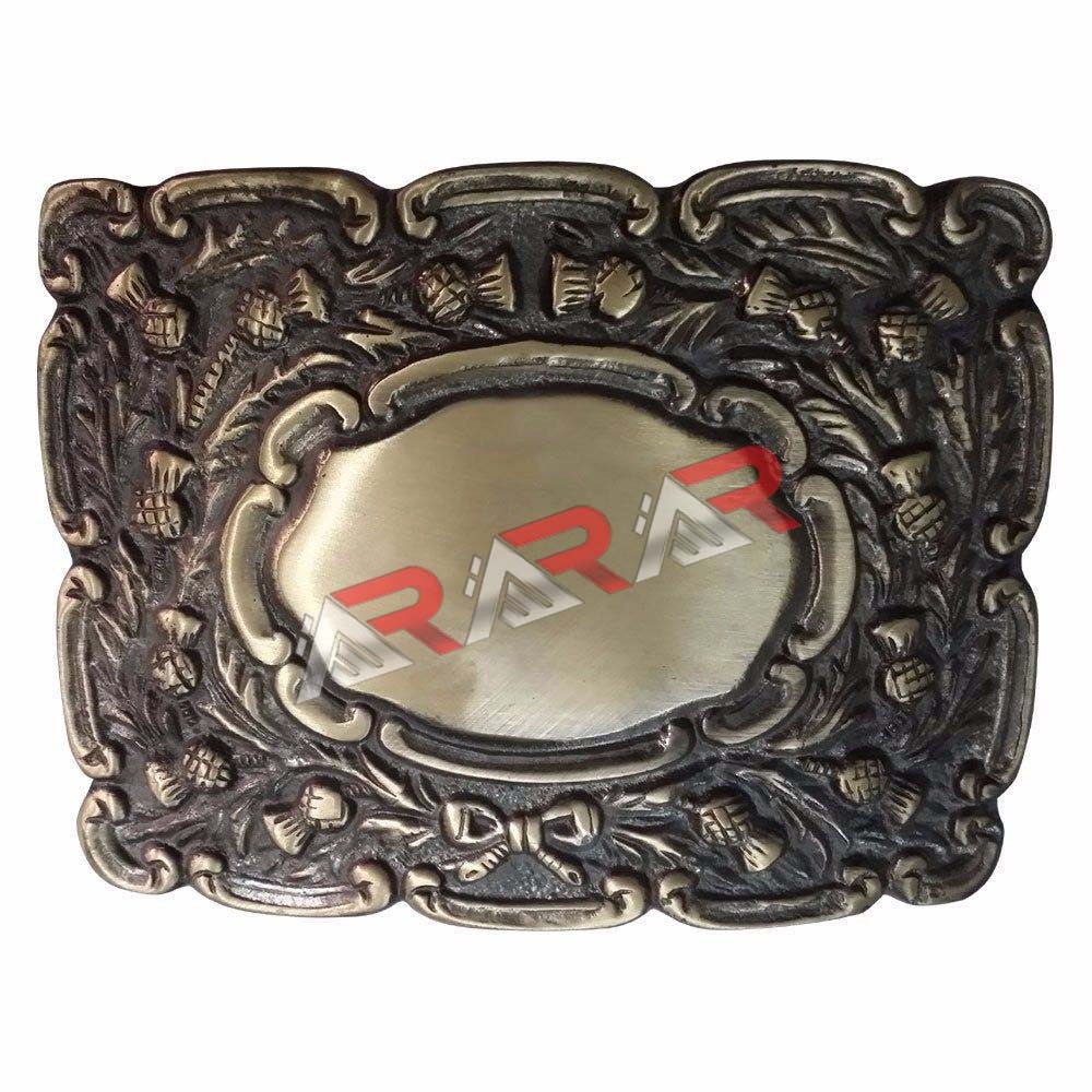 AAR Scottish Highland Piper Thistle Design Kilt Belt Buckle Antique Finish