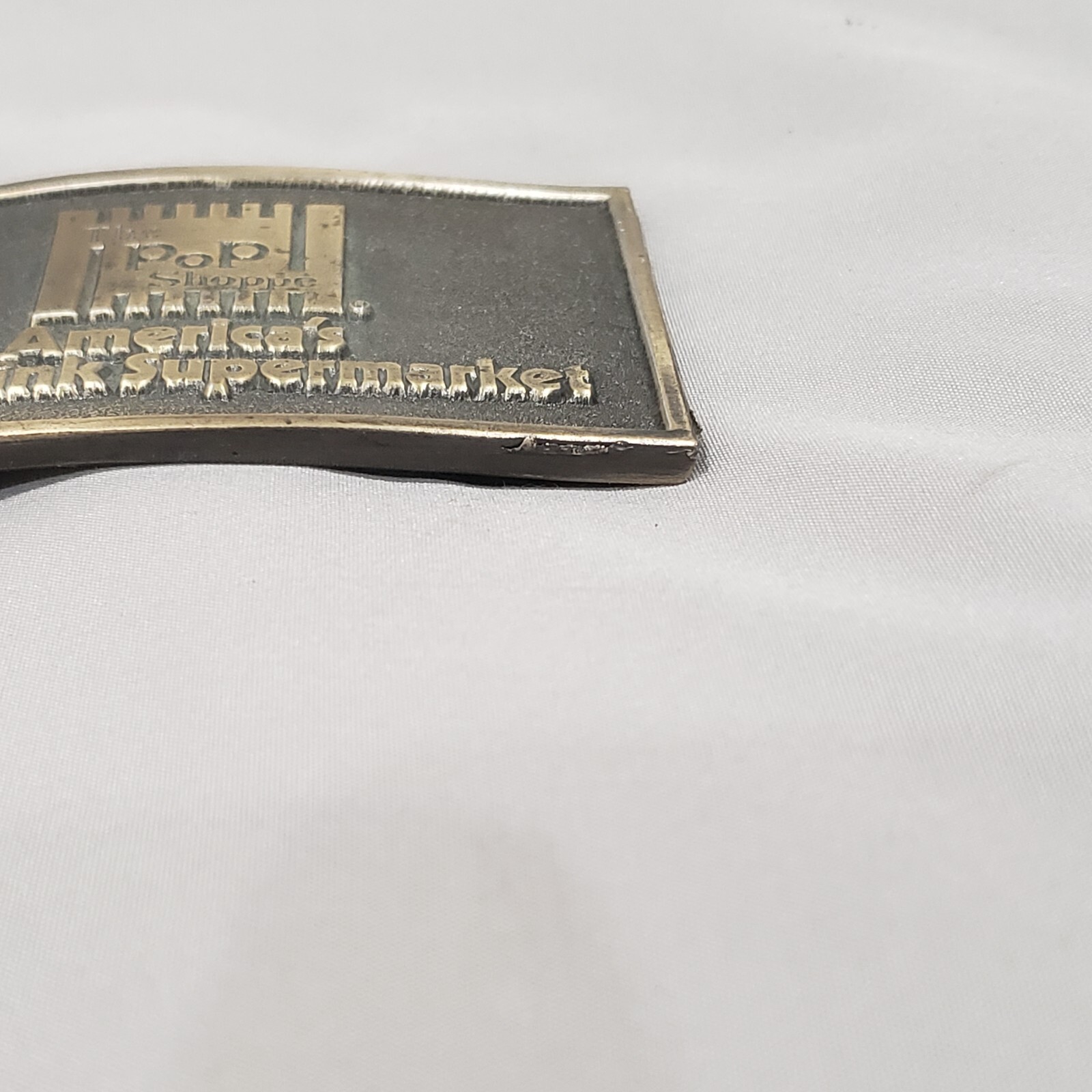 The Pop Shoppe America&rsquo;s Soft Drink Supermarket Belt Buckle Denver CO 1970s