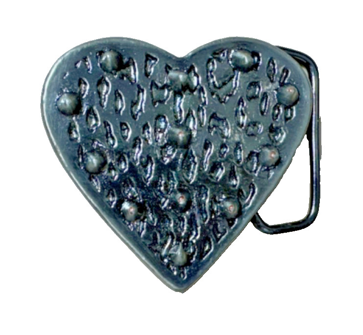 Metal Heart Belt Buckle Heavy Silver Tone Textured Western Style 2025 New