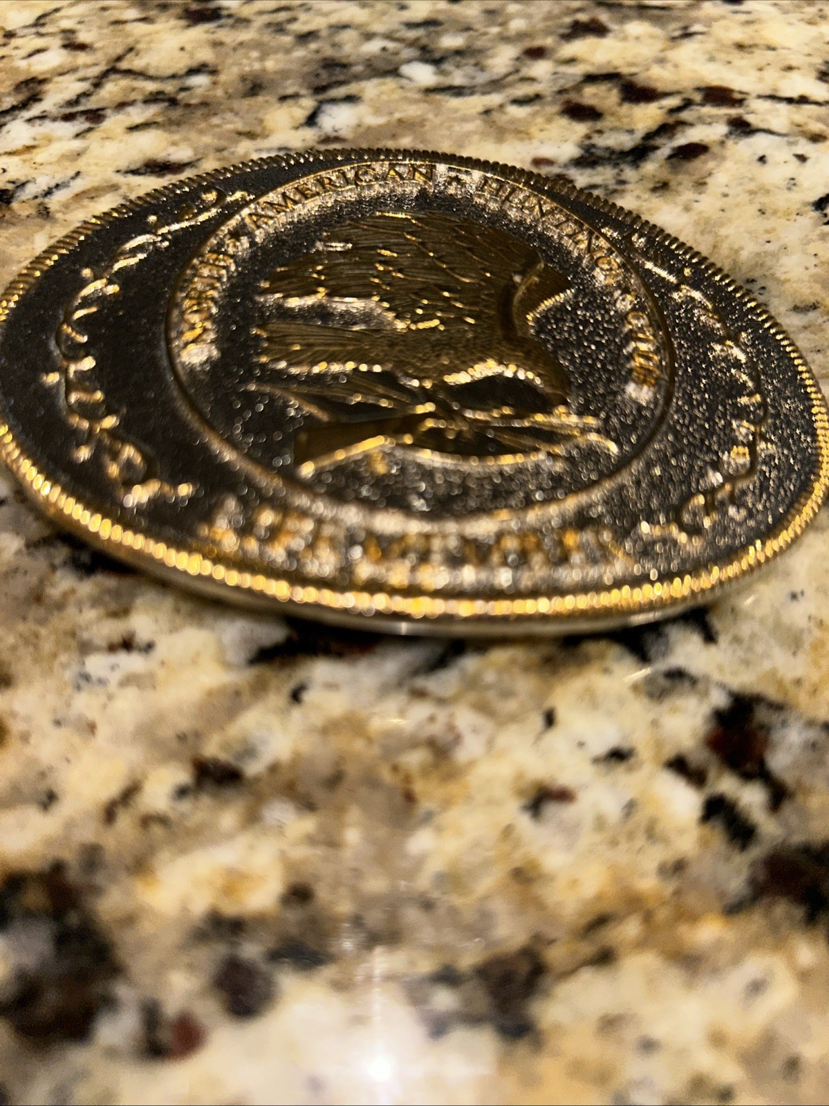 vintage NAHC life member BELT BUCKLE north american hunting club COWBOY nra