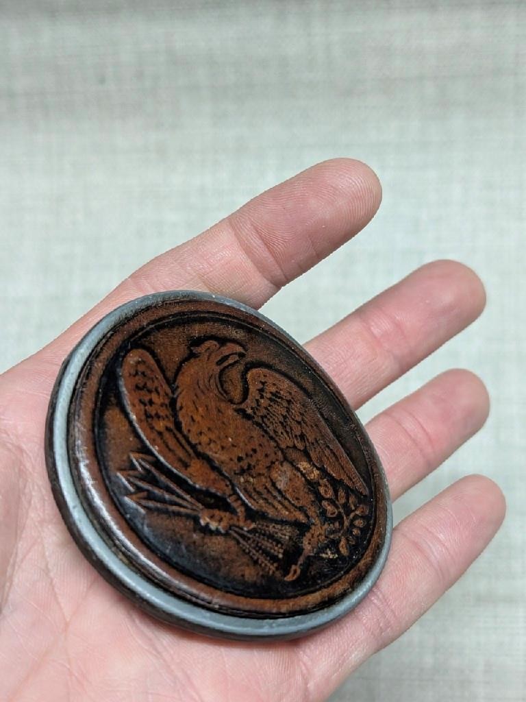 vintage AMERICA belt buckle EAGLE arrows TOOLED leather WESTERN cowboy USA