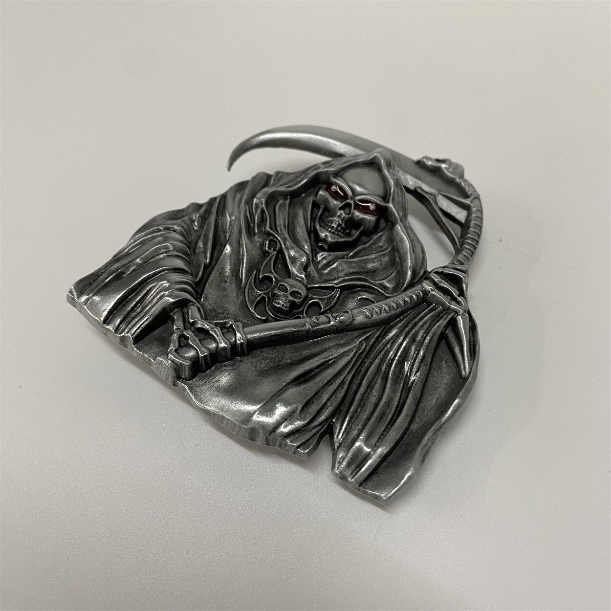 Red Enamel Grim Reaper Skull Belt Buckle Gurtelschnalle Boucle de ceinture