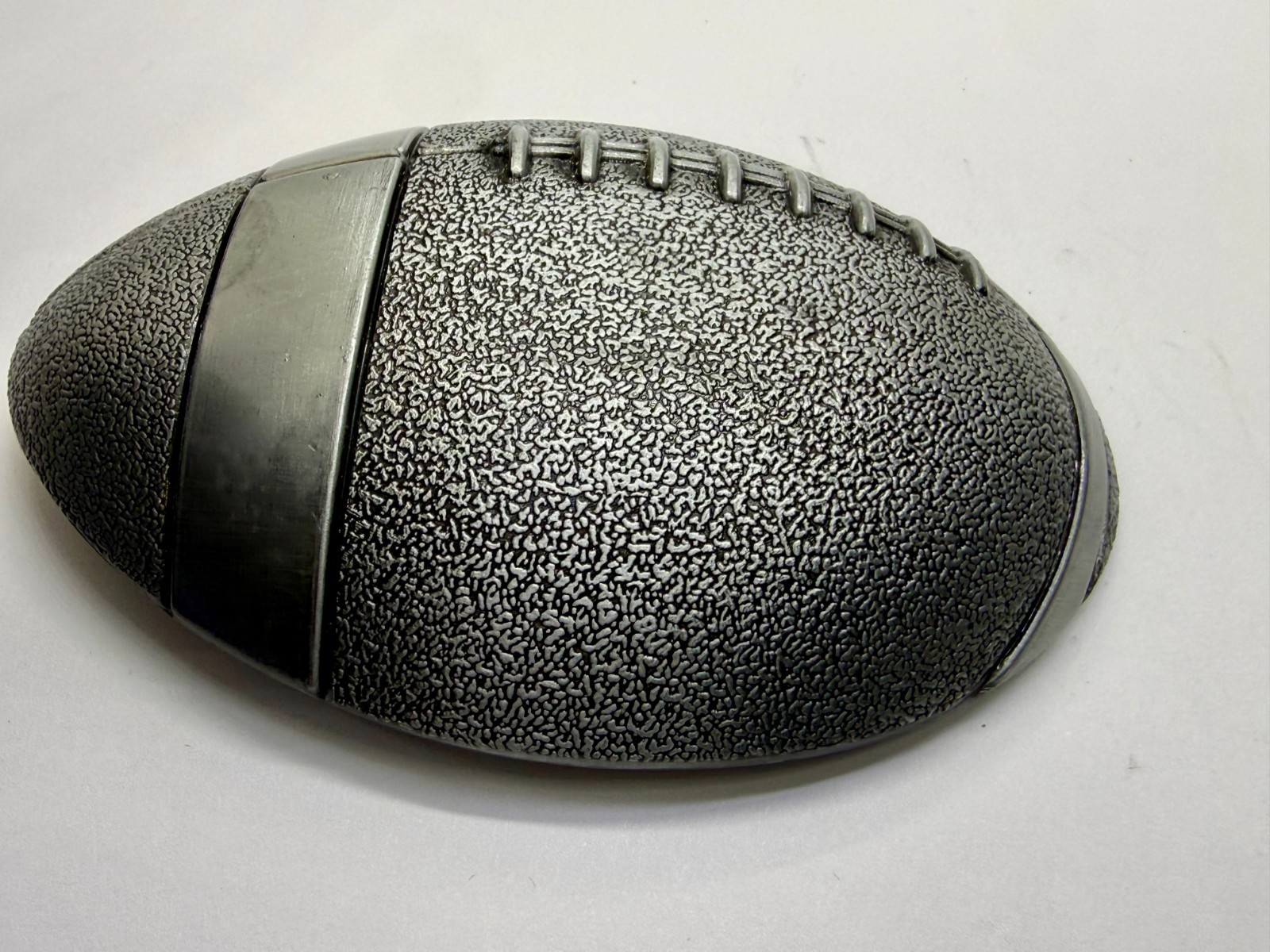 American Football Sports Textured Ball Cutout Silver Color Figural Belt Buckle