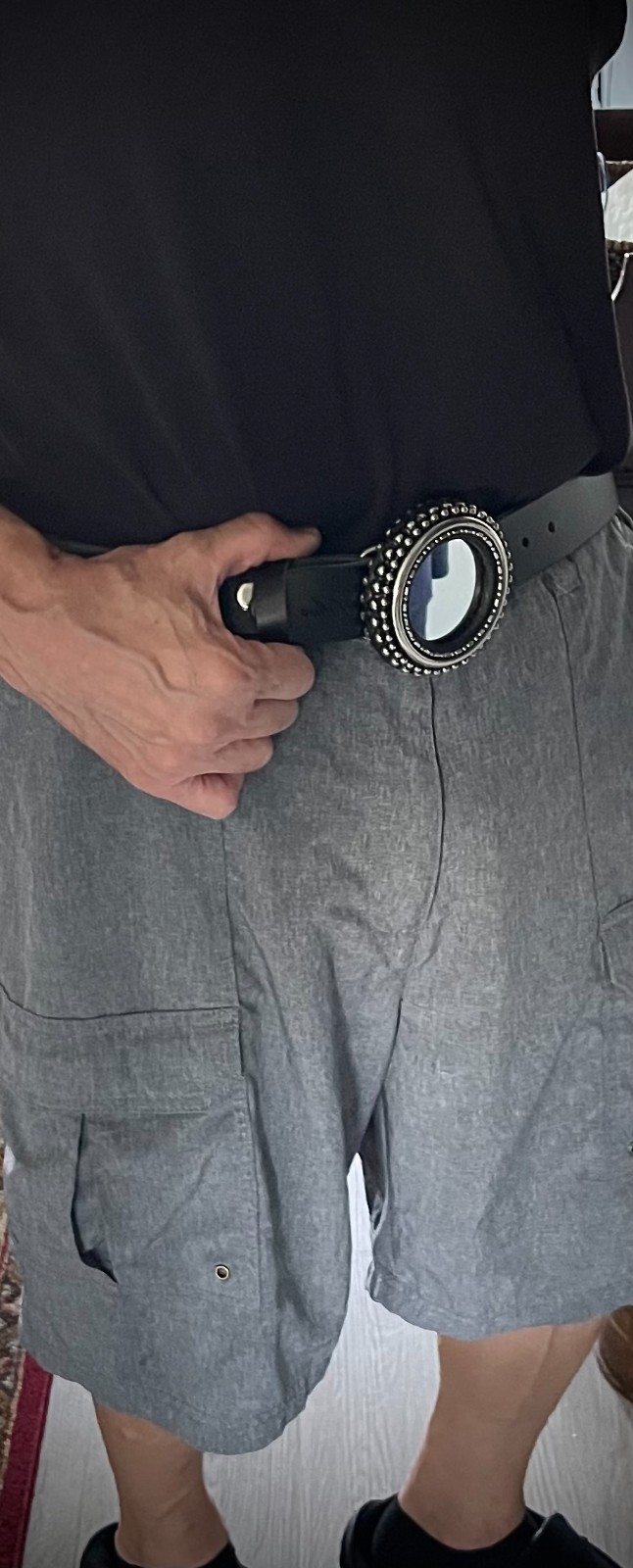 “Tire” Mirror Industrial Round 3” Heavy Belt Buckle OOAK Darren McNeese