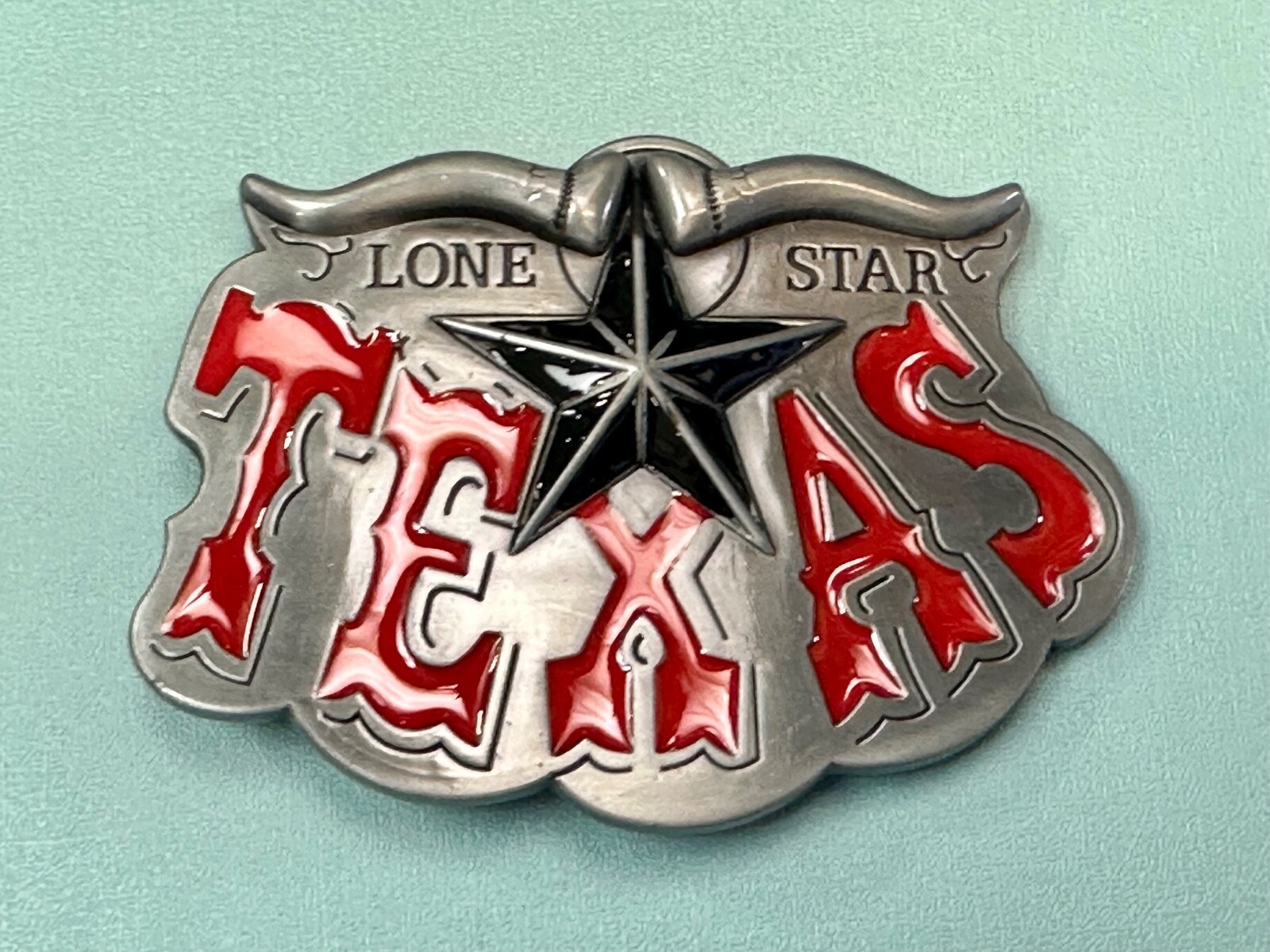 Texas The Lone Star State Cowboys TX Longhorn Raised 4&Prime; Buckle Rage Belt Buckle
