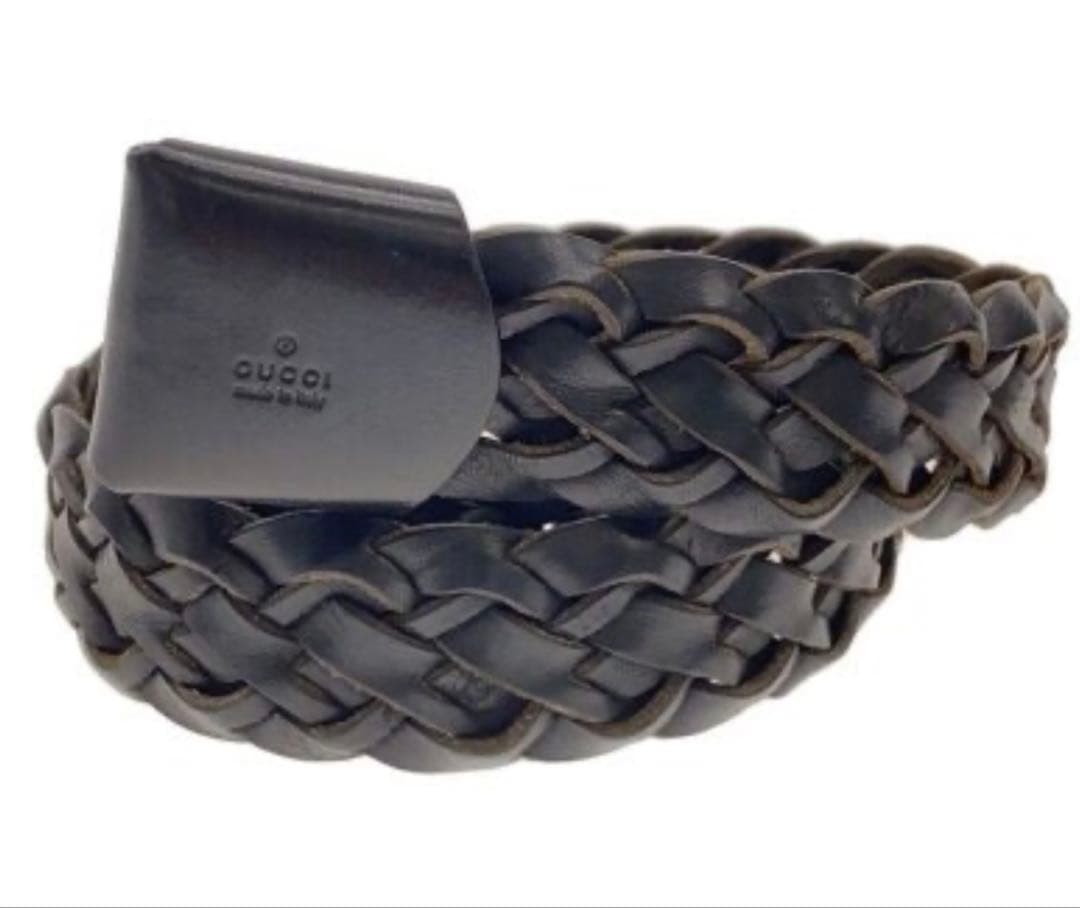 GUCCI Pre-Owned Braided Leather Belt Black