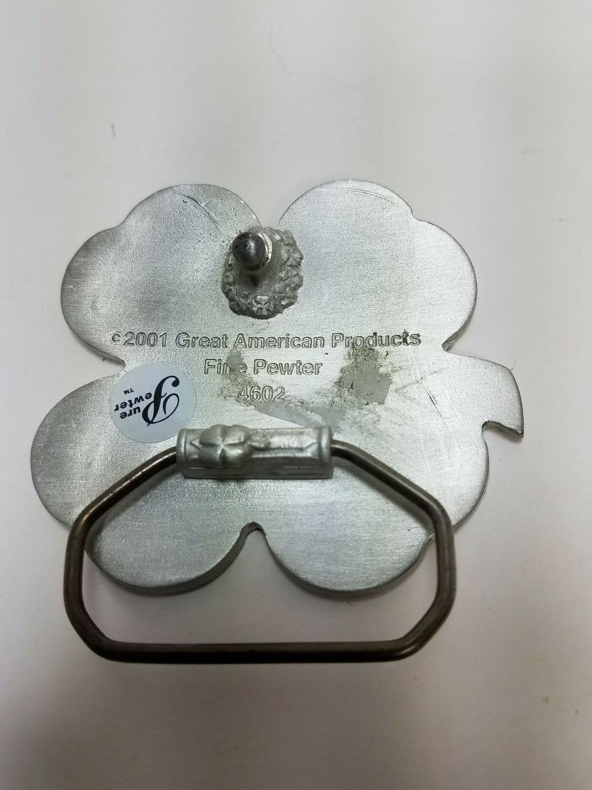 Pewter Belt Buckle Green Shamrock Great American Products 4002 2 1/2 x 2 1/2