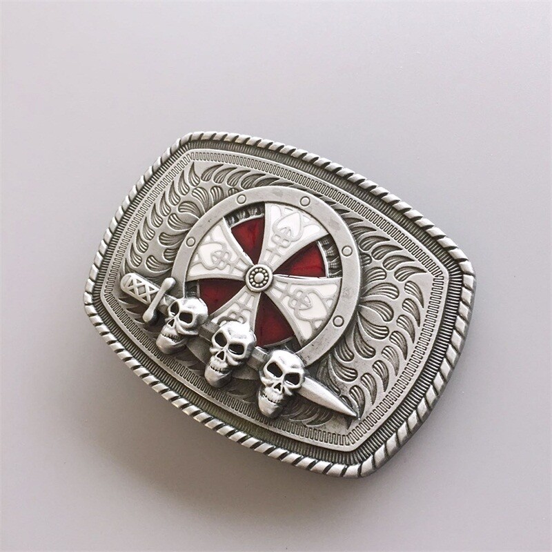 Vintage Enamel Celtic Shield Skull Sword Belt Buckle Gurtelschnalle