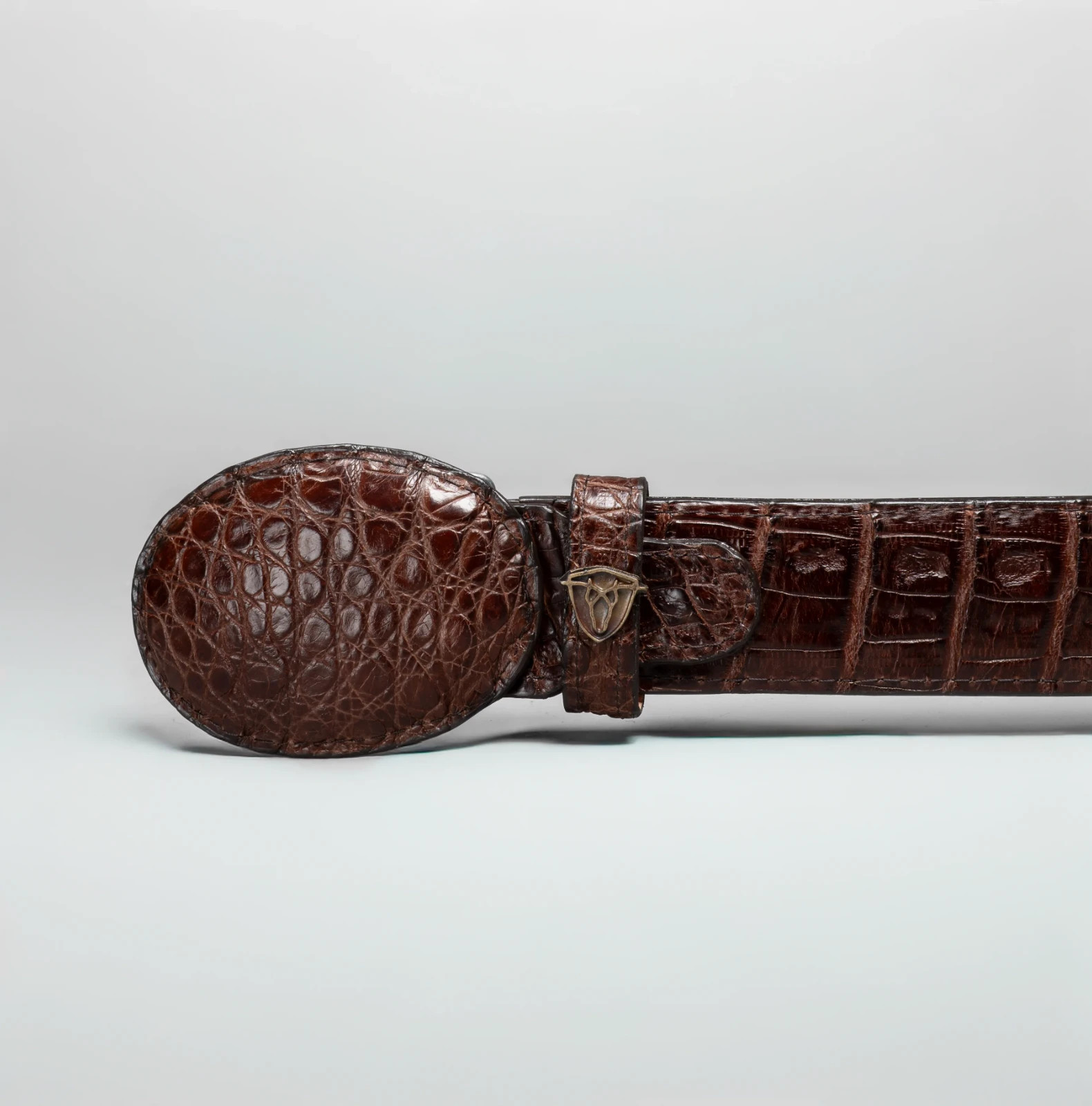 Men’s Brown Caiman Original Exotic Leather Cowboy Belt 1.5&Prime; Oval Buckle
