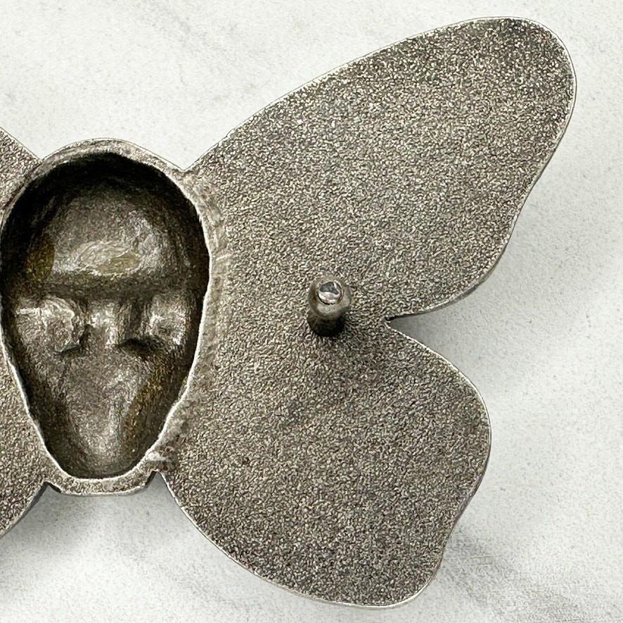 Skull Butterfly Belt Buckle Silver Tone Gothic Punk Statement