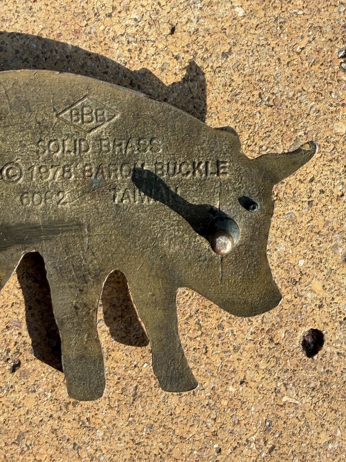 Vintage 1978 Baron Solid Brass Pig Swine Belt Buckle