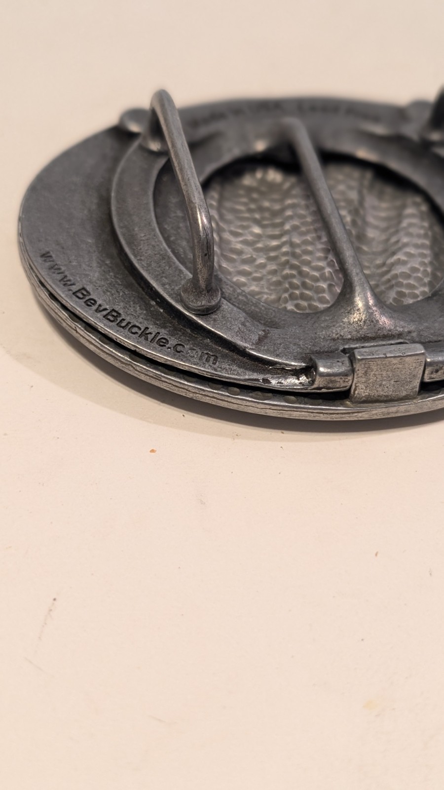 BevBuckle America USA Flag Patriotic Oval Belt Buckle Pewter Tone Made In USA