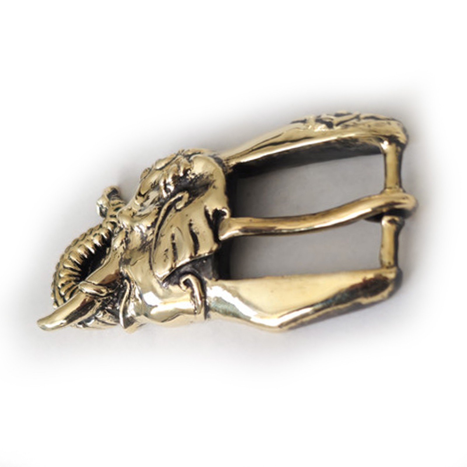 Elephant Head Brass Belt Buckle