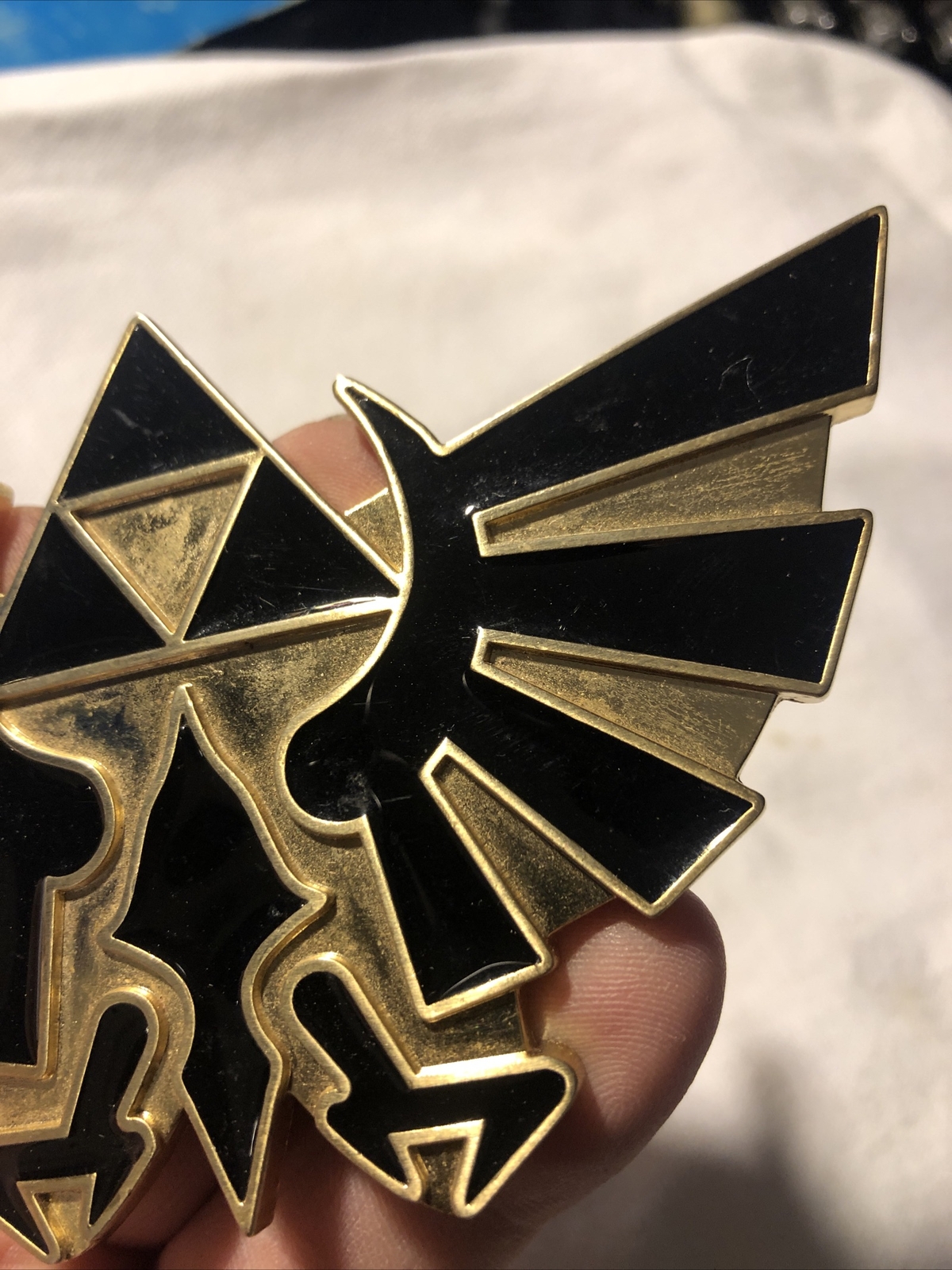 2007 LEGEND OF ZELDA Triforce NINTENDO Gold And Black BELT BUCKLE 4.75”