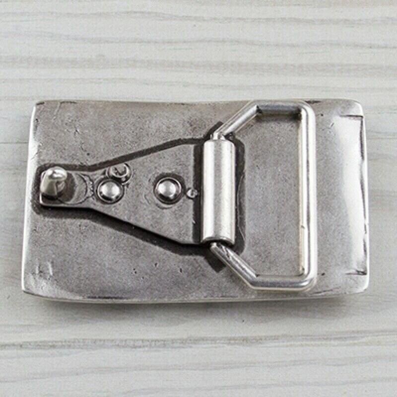 Textured Rectangular Belt Buckle in Antique Silver with Distinctive Finish