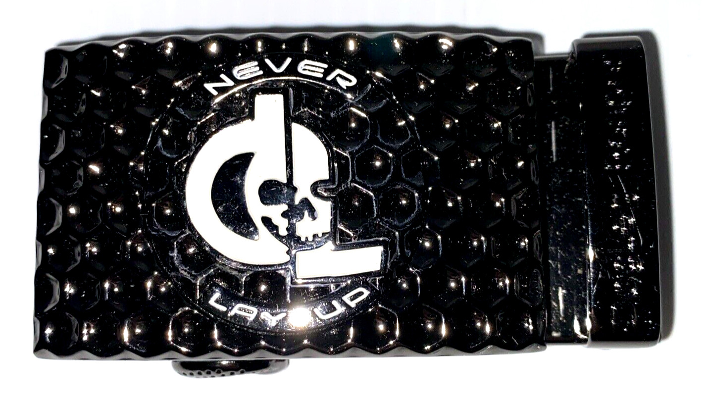 Golf Belt Buckle & Leather Belt Removable Magnetic Ball Marker Ratchet Dog Leg