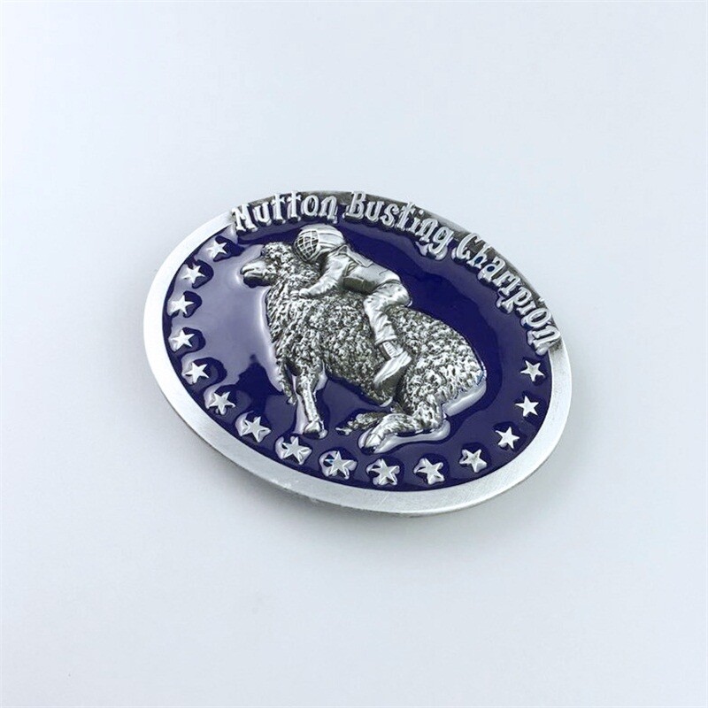 Vintage Blue Enamel Initial Mutton Busting Champion Belt Buckle also US Stock