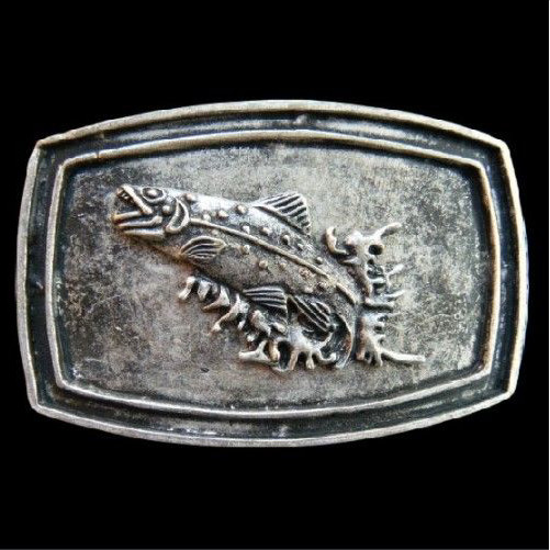 FISH FISHING SPORT TROUT BASS LAKE FISHERMEN BELT BUCKLE BUCKLES