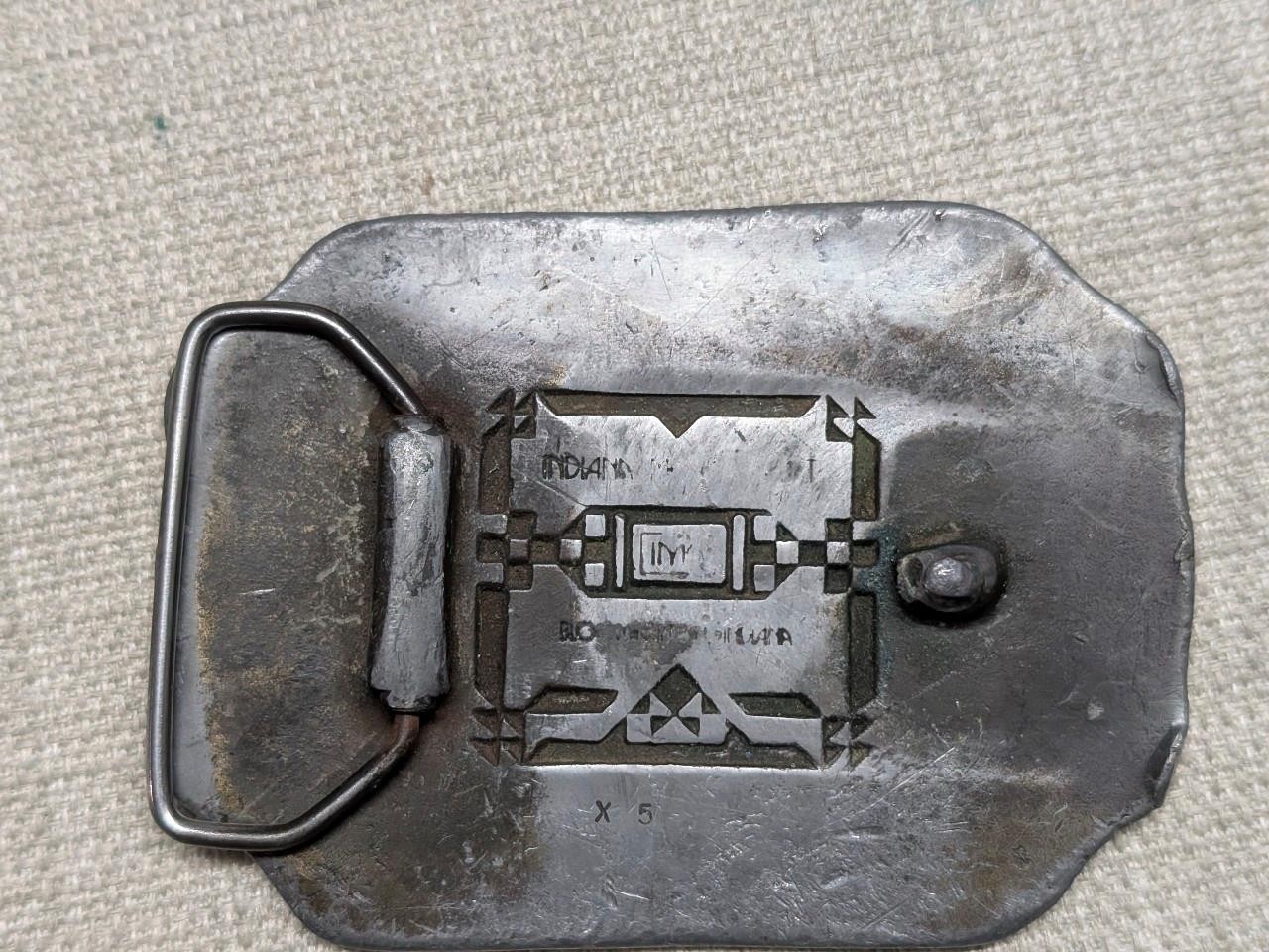 vintage BROKE-IN belt buckle DISTRESSED farmer TRACTOR rustic PATINA brutalist