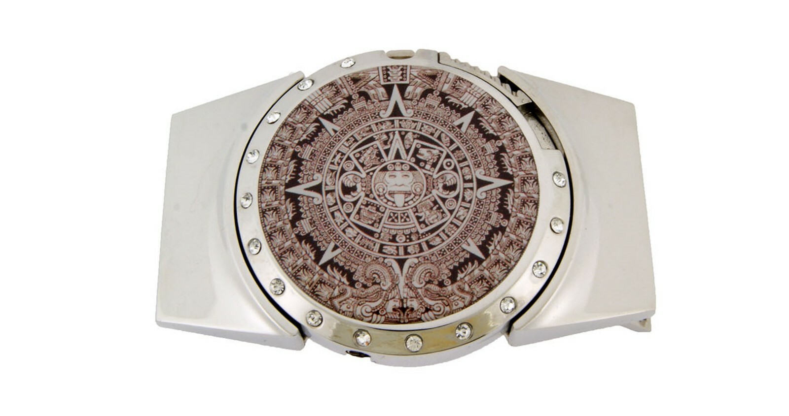 Removable Lighter & Belt Buckle Combo Azteca Calander Silver Metal New Western