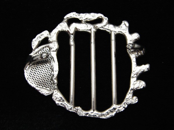 QK11176 *NOS* REALLY COOL **ABSTRACT ARTWORK** STAINLESS STEEL BELT BUCKLE