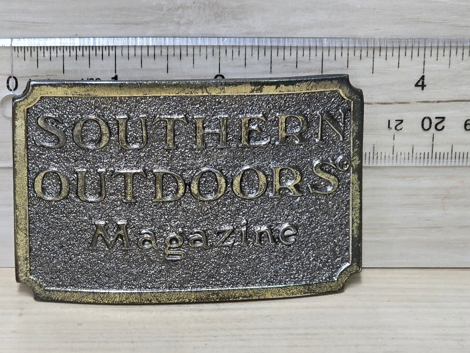 Vintage Southern Outdoors Magazine Belt Buckle Antique Bronze Limited