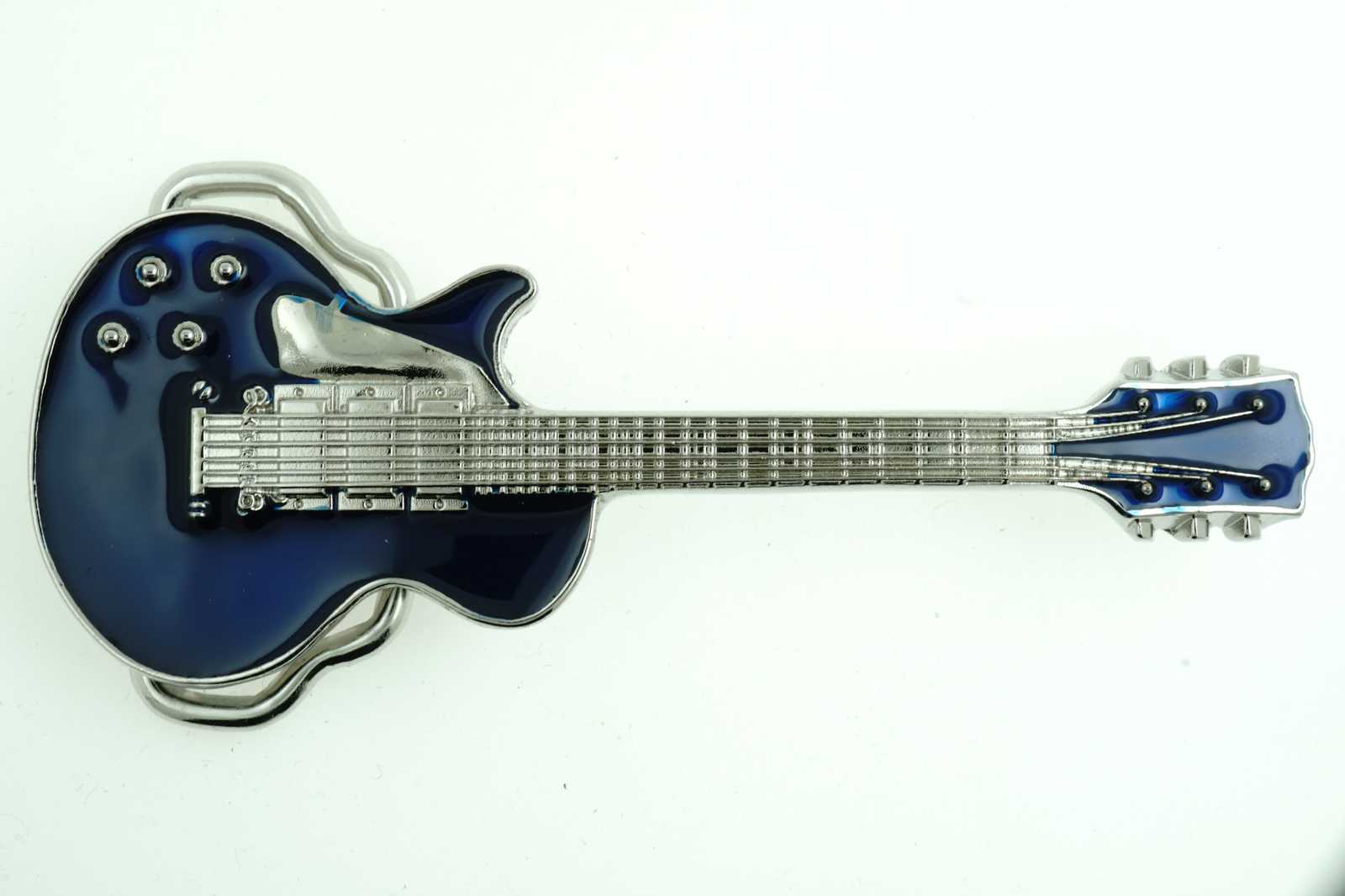 Music Guitar Blue Enamel Metal Belt Buckle