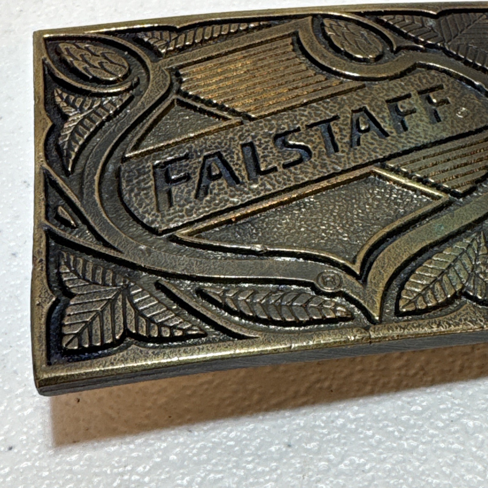 Falstaff Beer Brass Belt Buckle Vintage Wyoming Studio Art Works USA