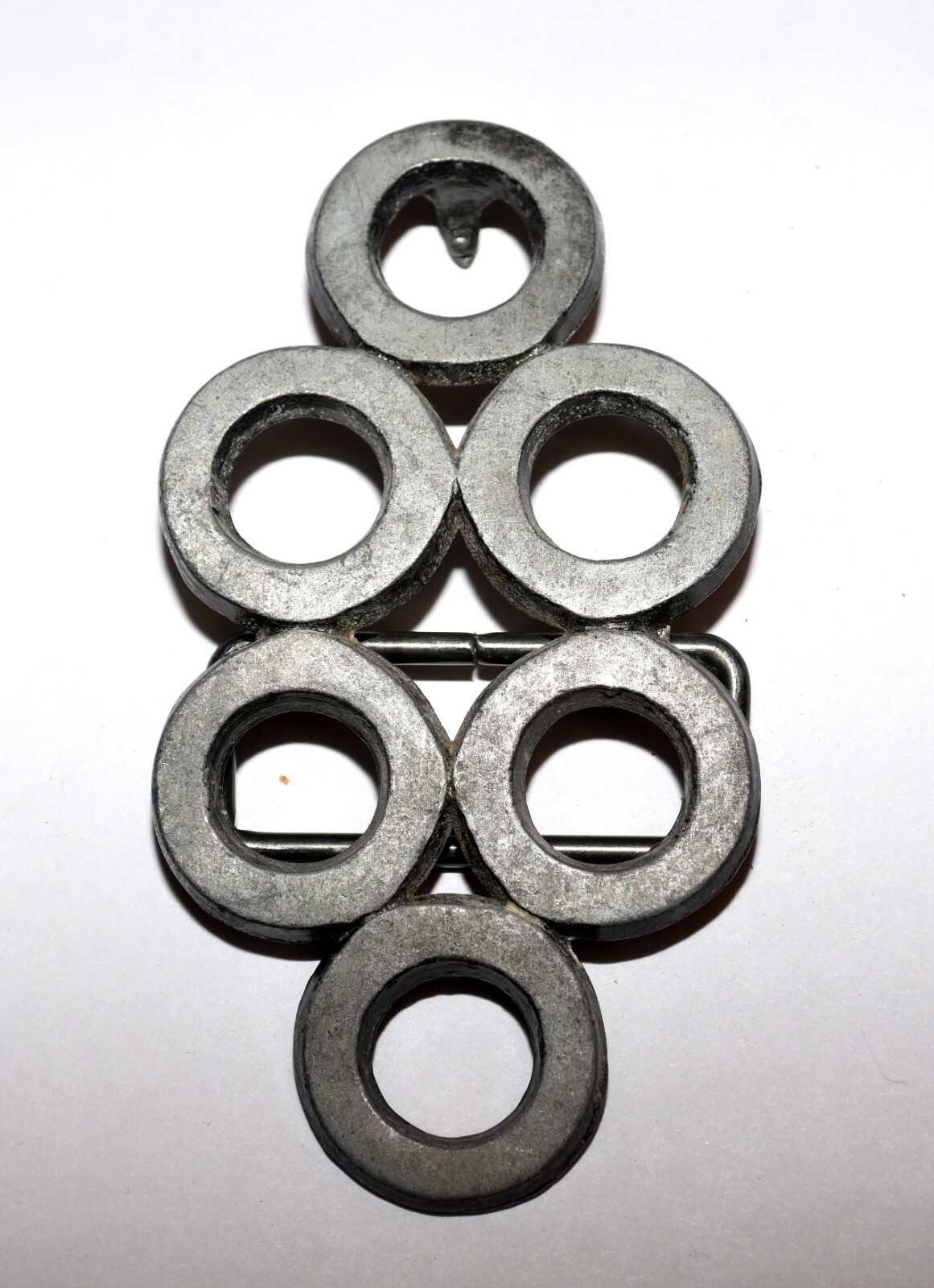 Multi Open Cut Circles Pewter Tone Belt Buckle 4.25&Prime; Long 2.25&Prime; High