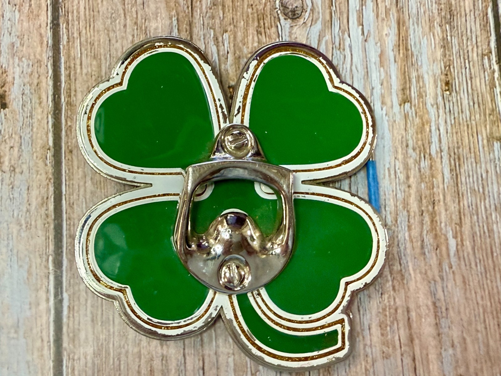 Lucky Four Leaf Clover Shamrock Green Silver Novelty Bottle Opener & Belt Buckle