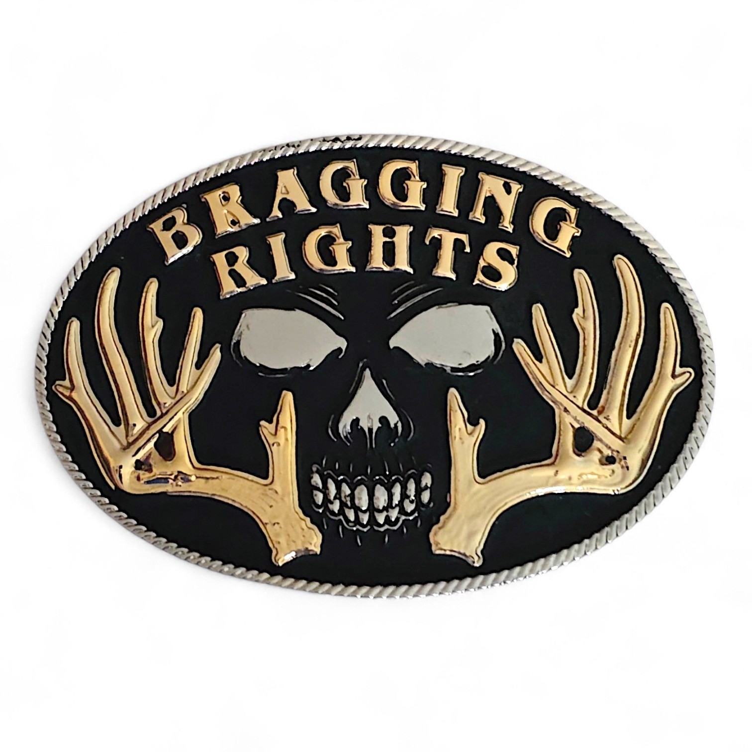 Montana Silversmiths Bragging Rights Skull Antler Belt Buckle A242 Two Tone NEW