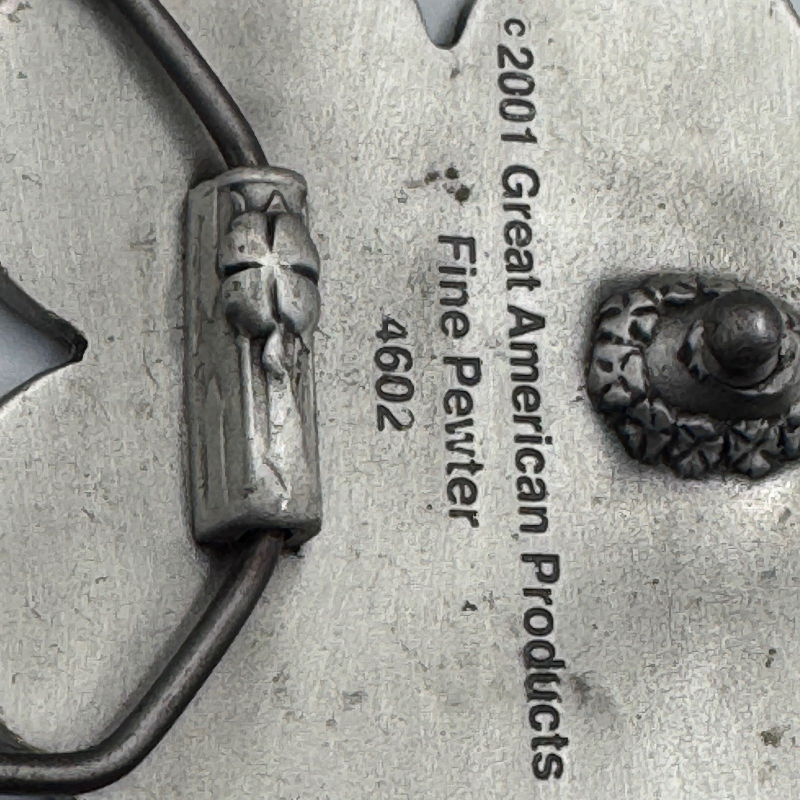 Great American Products 2001 Green Four Leaf Clover Fine Pewter Belt Buckle 4602