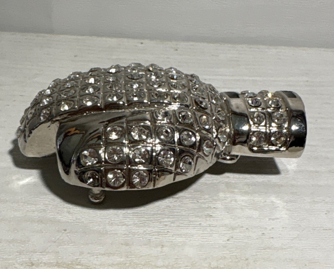 Boxing Glove Belt Buckle Silver Rhinestone Bling Ringside Men & Women 3.5 x 2.5&Prime;