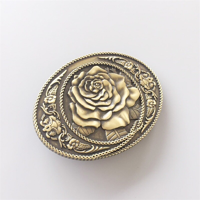 Vintage Bronze Plated Rose Western Oval Belt Buckle also Stock in the US