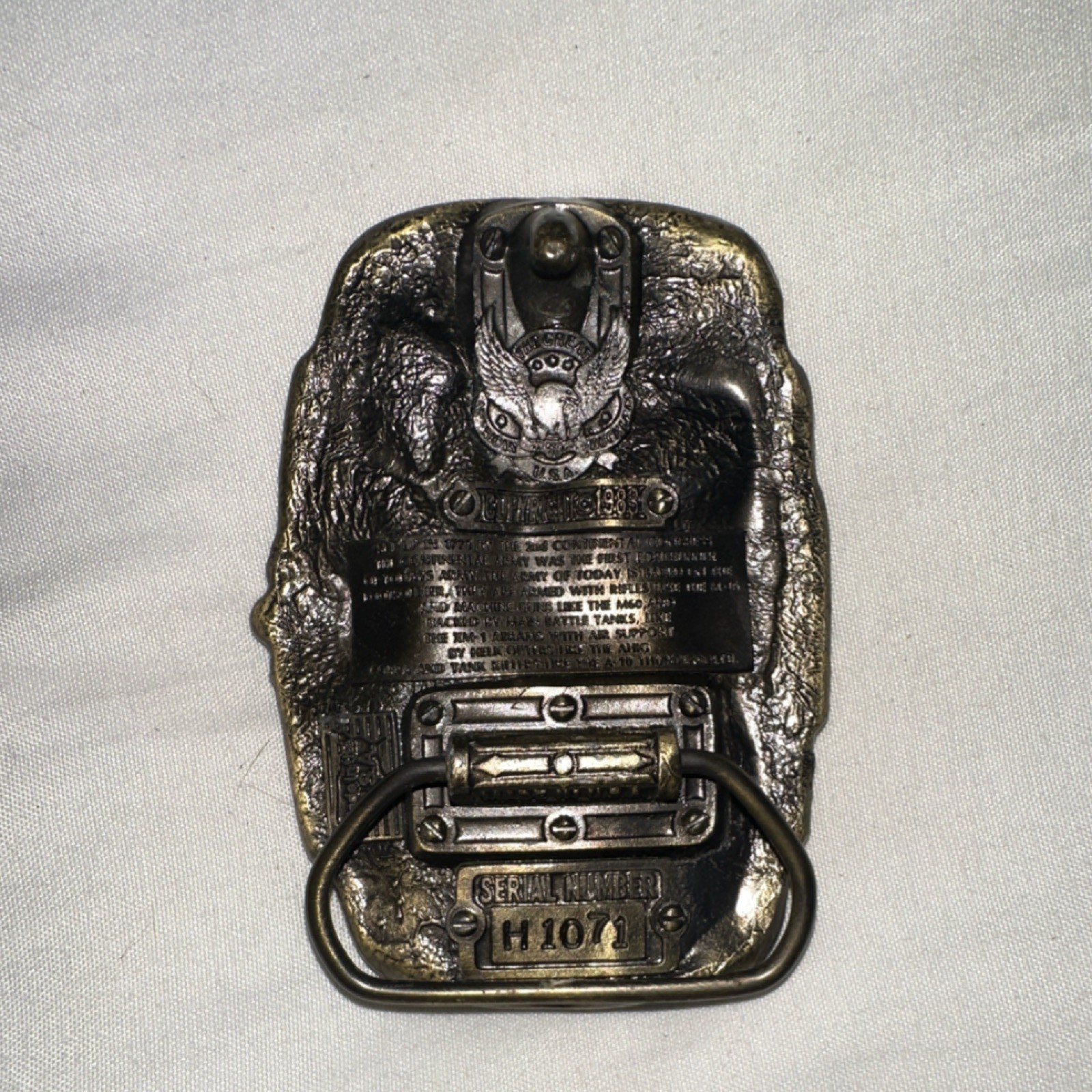US Army Bronze Silver Metal Western Military Scene Belt Buckle for Men 1.5&Prime;