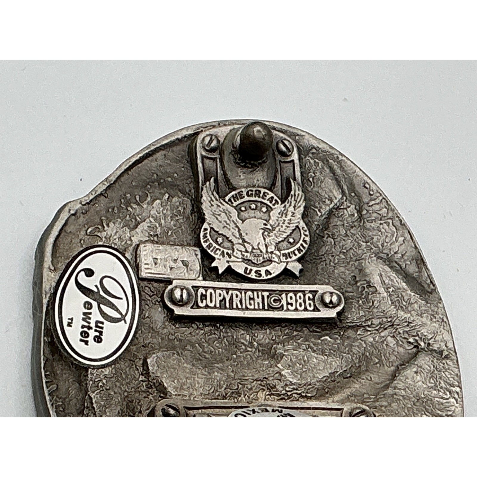 Vintage 1986 The Great American Buckle Co Linesman Pewter Belt Buckle 1809 Mens