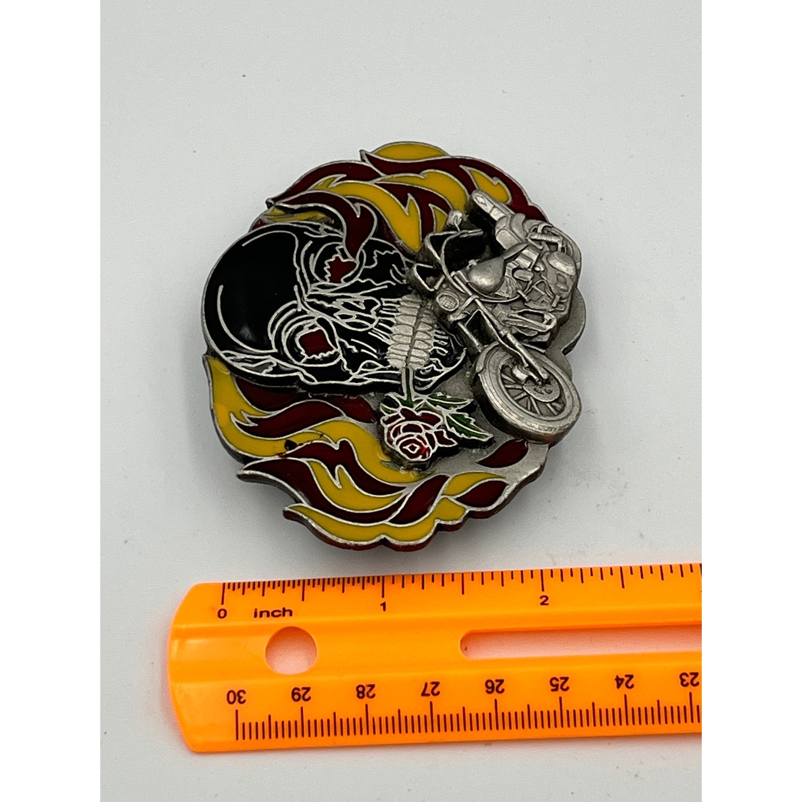 Siskiyou Buckle Skull Motorcycle Flame Rose Wild & Free Belt Buckle Made in USA