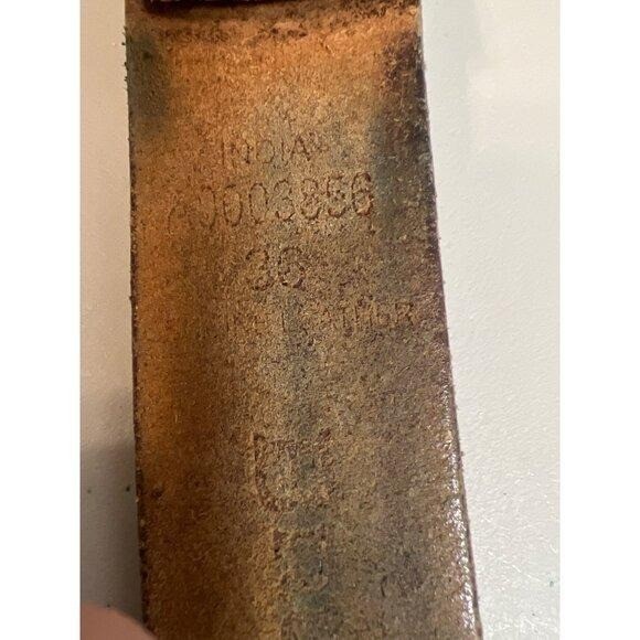 John M. Browning Brown Leather Belt Textured Grip Metal Buckle Sz36 Biker Tough