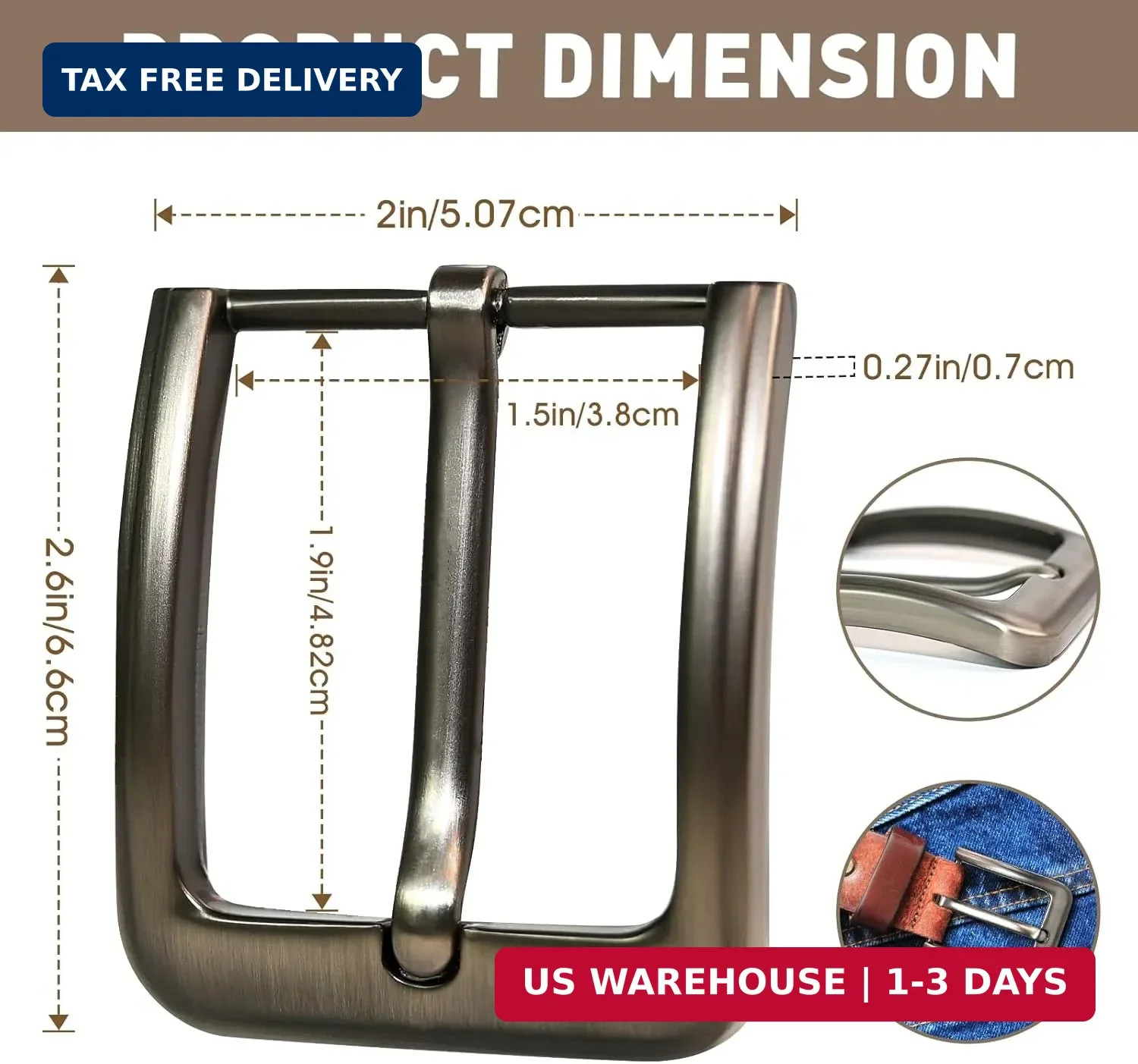 Metal Belt with Buckle Classic Unisex Replacement Belt Buckle For All Kinds of D